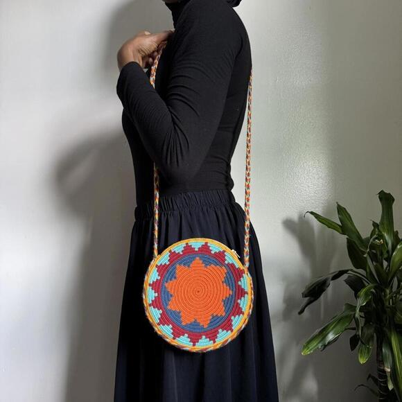 Handbags - Vintage orange multicolore crochet‎ bag